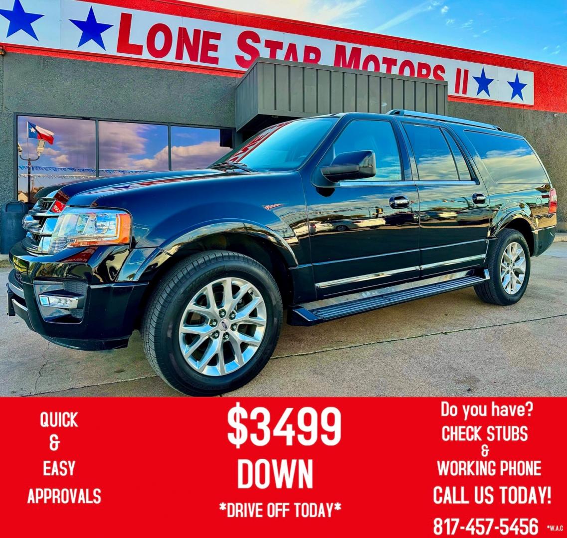 2017 BLACK FORD EXPEDITION EL LIMITE (1FMJK1KT0HE) , located at 5900 E. Lancaster Ave., Fort Worth, TX, 76112, (817) 457-5456, 0.000000, 0.000000 - This is a 2017 FORD EXPEDITION EL LIMITE 4 DOOR SUV that is in excellent condition. There are no dents or scratches. The interior is clean with no rips or tears or stains. All power windows, door locks and seats. Ice cold AC for those hot Texas summer days. It is equipped with a CD player, AM/FM rad - Photo#0